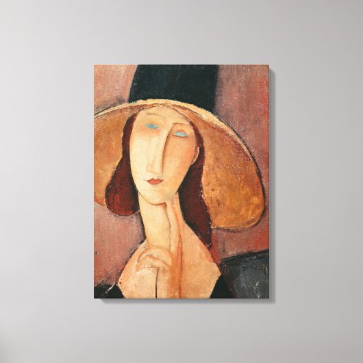 Portrait of Jeanne Hebuterne in a large hat Leinwanddruck (Vorderseite)