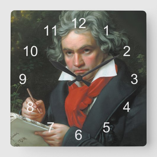 Portrait of Ludwig van Beethoven Quadratische Wanduhr (Vorderseite)