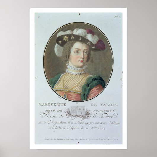 Portrait of Marguerite de Valois (1492-1549), 1787 Poster (Vorne)