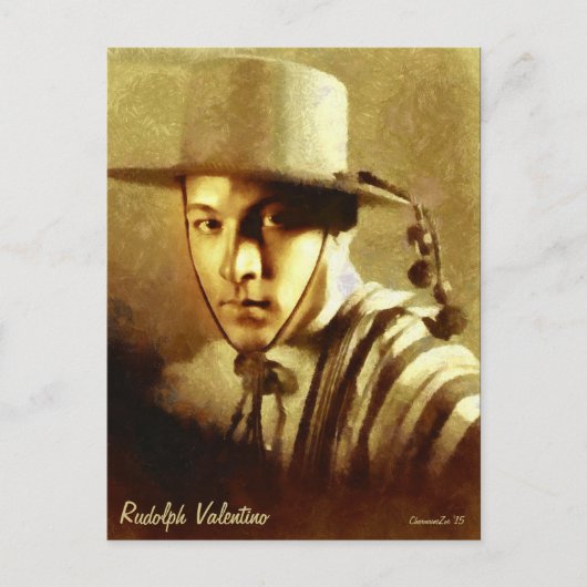 Portrait of Rudolph Valentino Kunst, Dichtung und Postkarte (Vorderseite)