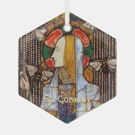 Portrait of St. Gobnait, Patron of Bees, Ornament Aus Glas