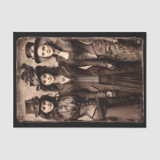 Portrait of Three Steampunk Women DX6L Decoupage Seidenpapier (Vorderseite)
