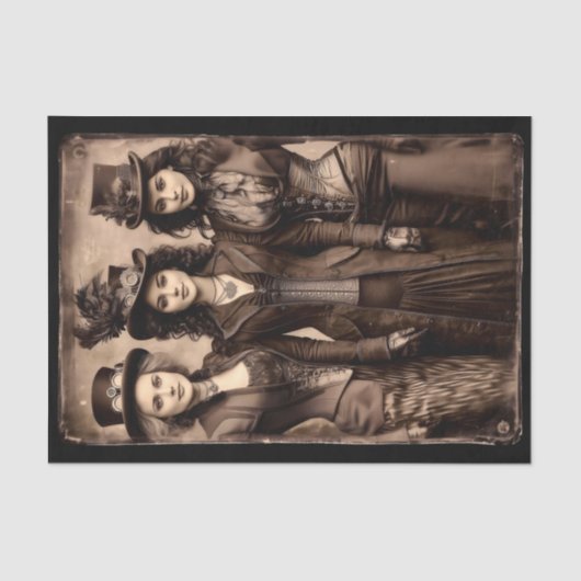 Portrait of Three Steampunk Women DX6R Decoupage Seidenpapier (Vorderseite)