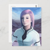 Portrait of Trisha - Futuristic Girl Painting Postkarte (Vorne/Hinten)