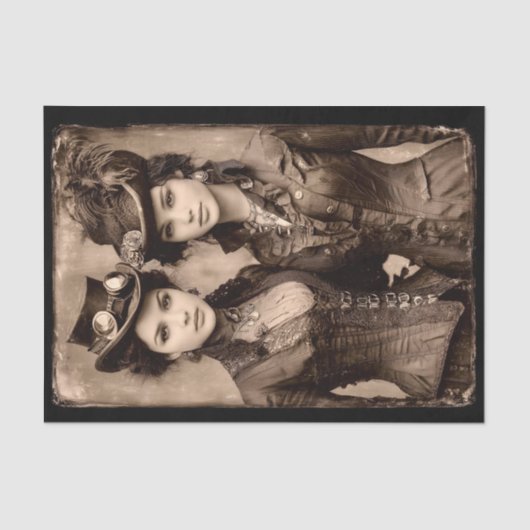 Portrait of Two Steampunk Women DX5R Decoupage Seidenpapier (Vorderseite)
