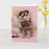 Portrait of Two Young French Girls Karte (Gelbe Blume)