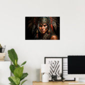 Portrait-Ölgemälde der Maya-Kriegerin Poster (Heimbüro)