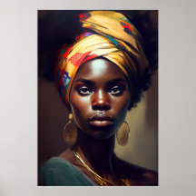 Portrait-Ölgemäldeposter der Afrikanischen Frau