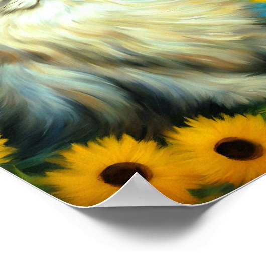 Portrait Petals Persian Cat Poster (Ecke)