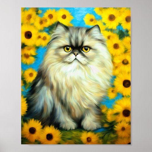 Portrait Petals Persian Cat Poster (Vorne)