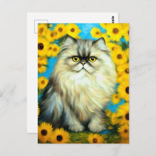 Portrait Petals Persian Cat Postkarte (Vorne/Hinten)