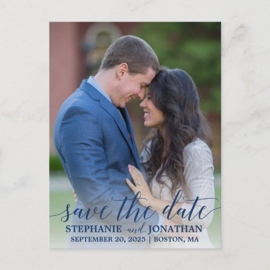 Portrait Picture Save the Date Postcard in der Mar Postkarte (Vorderseite)