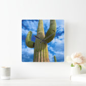 Portrait Saguaro Cactus, Arizona Quadratische Wanduhr (Zuhause)