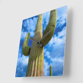 Portrait Saguaro Cactus, Arizona Quadratische Wanduhr (Winkel)