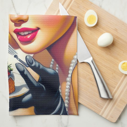 Portrait Schönes Button hoch Geschirrtuch (Viertel Falte)