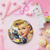 Portrait Schönes Button hoch Pappteller (Party)