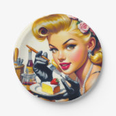 Portrait Schönes Button hoch Pappteller (Vorderseite)