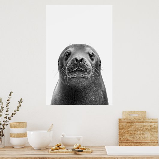 Portrait Schwarz-weiß Poster (Küche)