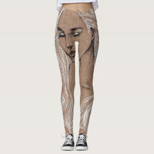 Portrait Sketch: Junge Girl Illustration Leggings