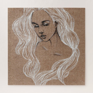 Portrait Sketch: Junge Girl Illustration Puzzle