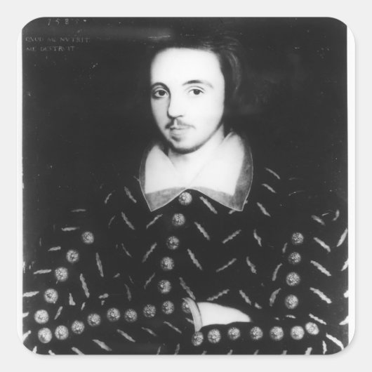 Portrait soll Christopher Marlowe sein Quadratischer Aufkleber (Vorderseite)