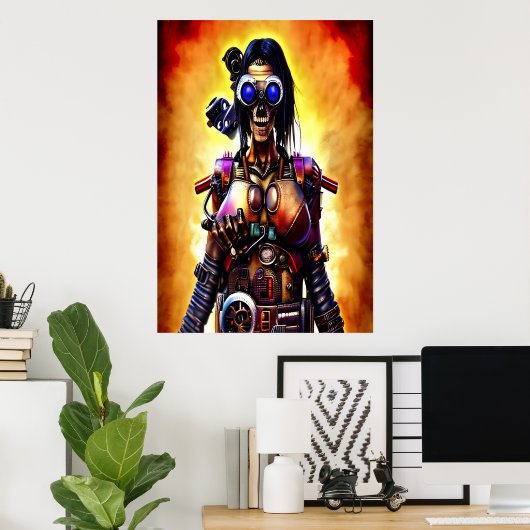 Portrait-Steampunk-Skelett | AI Art Poster (Heimbüro)