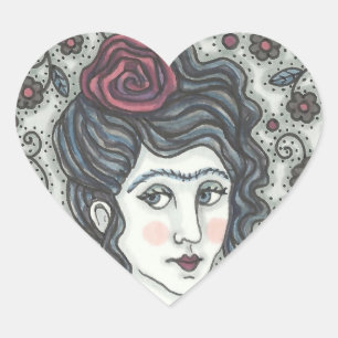 PORTRAIT STICKERS FÜR FRAUEN, GOTHISCHE ROSE