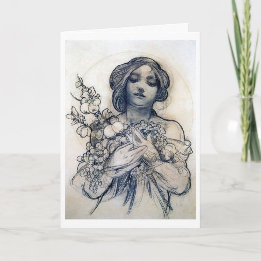 Portrait (Studie), Alphonse Mucha Karte (Vorderseite)