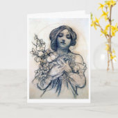 Portrait (Studie), Alphonse Mucha Karte (Gelbe Blume)