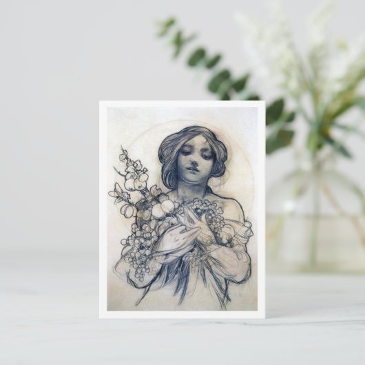 Portrait (Studie), Alphonse Mucha Postkarte (Stehend Vorderseite)