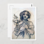 Portrait (Studie), Alphonse Mucha Postkarte (Vorne/Hinten)