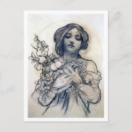 Portrait (Studie), Alphonse Mucha Postkarte (Vorderseite)