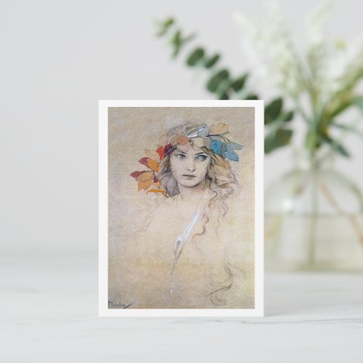 Portrait (Studie), Alphonse Mucha Postkarte (Stehend Vorderseite)