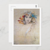 Portrait (Studie), Alphonse Mucha Postkarte (Vorne/Hinten)