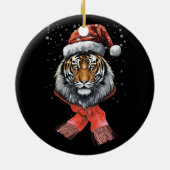 Portrait Tiger Santa Merge Weihnachtsweihnachtsfes Keramik Ornament (Hinten)