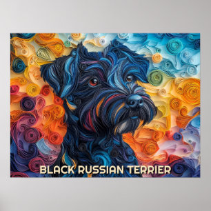 Portrait über das schwarz-russische Terrier Paper  Poster