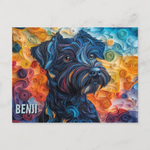 Portrait über das schwarz-russische Terrier Paper  Postkarte