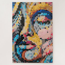 Portrait über die farbenfrohe Pixeldarstellung Puzzle