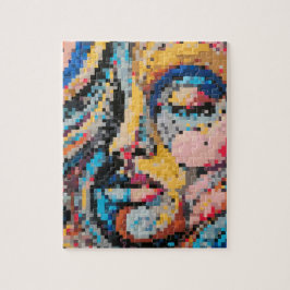 Portrait über die farbenfrohe Pixeldarstellung Puzzle
