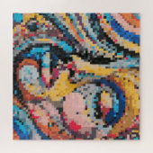 Portrait über die farbenfrohe Pixeldarstellung Puzzle (Horizontal)