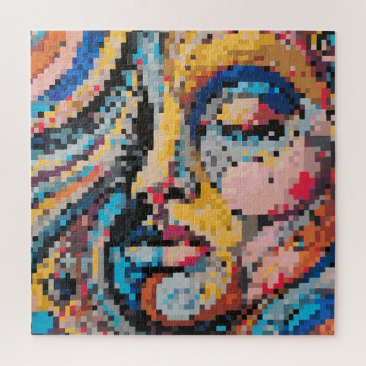 Portrait über die farbenfrohe Pixeldarstellung Puzzle (Vertikal)
