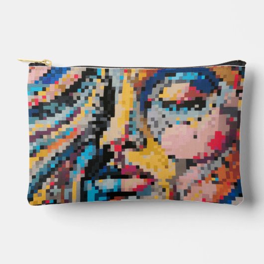 Portrait über die farbenfrohe Pixeldarstellung Zubehörtasche (Vorderseite)