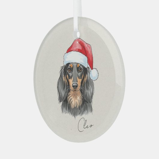 Portrait und Name der benutzerdefinierten Handzeic Ornament Aus Glas (Vorderseite links)