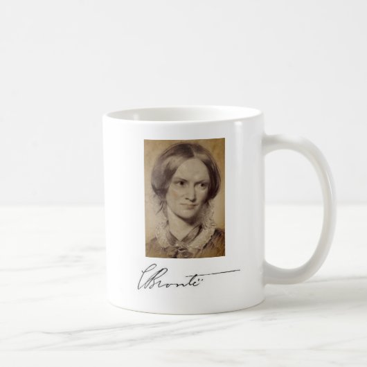 Portrait und Unterschrift von Charlotte Brontë Kaffeetasse (Rechts)