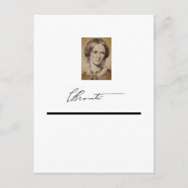 Portrait und Unterschrift von Charlotte Brontë Postkarte