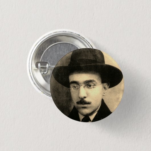 Portrait und Unterschrift von Fernando Pessoa Button (Vorne & Hinten)