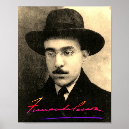 Portrait und Unterschrift von Fernando Pessoa Poster (Vorne)