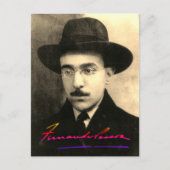 Portrait und Unterschrift von Fernando Pessoa Postkarte (Vorderseite)