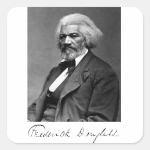 Portrait und Unterschrift von Frederick Douglass Quadratischer Aufkleber