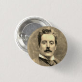 Portrait und Unterschrift von Giacomo Puccini Button (Vorne & Hinten)